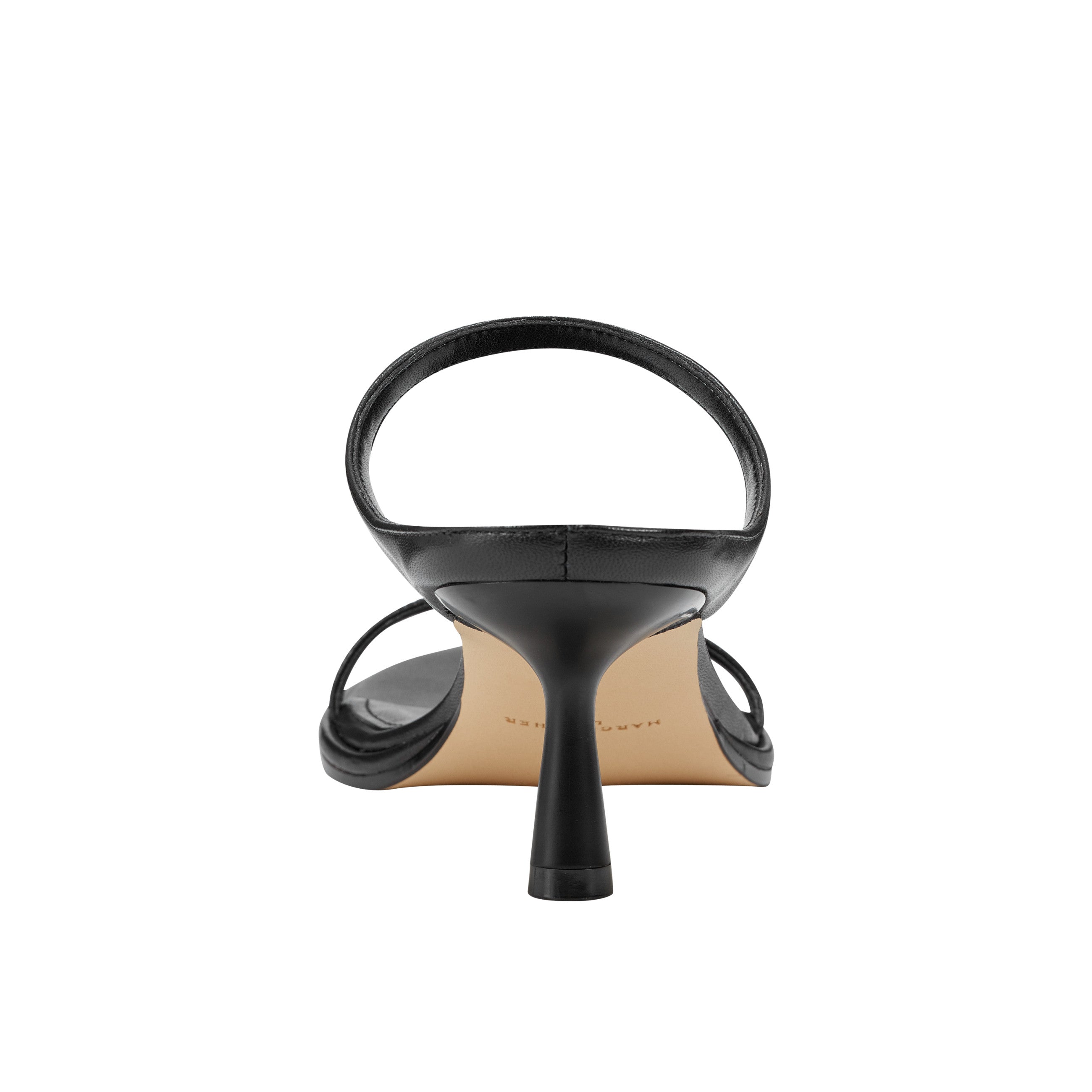 Alonde Heeled Slide Sandal - Black Leather