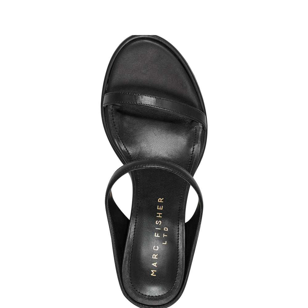 Alonde Heeled Slide Sandal - Black Leather