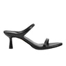 Alonde Heeled Slide Sandal - Black Leather