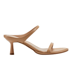 Alonde Heeled Slide Sandal - Medium Natural Leather
