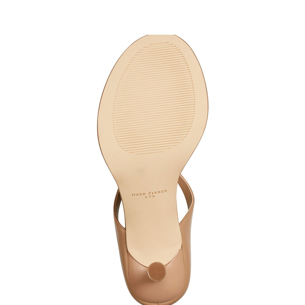 Alonde Heeled Slide Sandal - Medium Natural Leather
