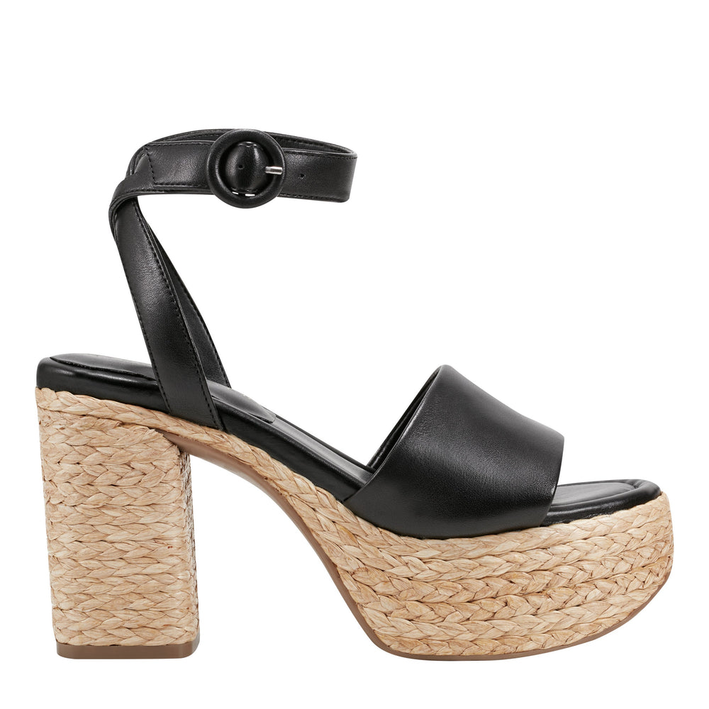 Palyca Platform Espadrille Sandal - Black Leather