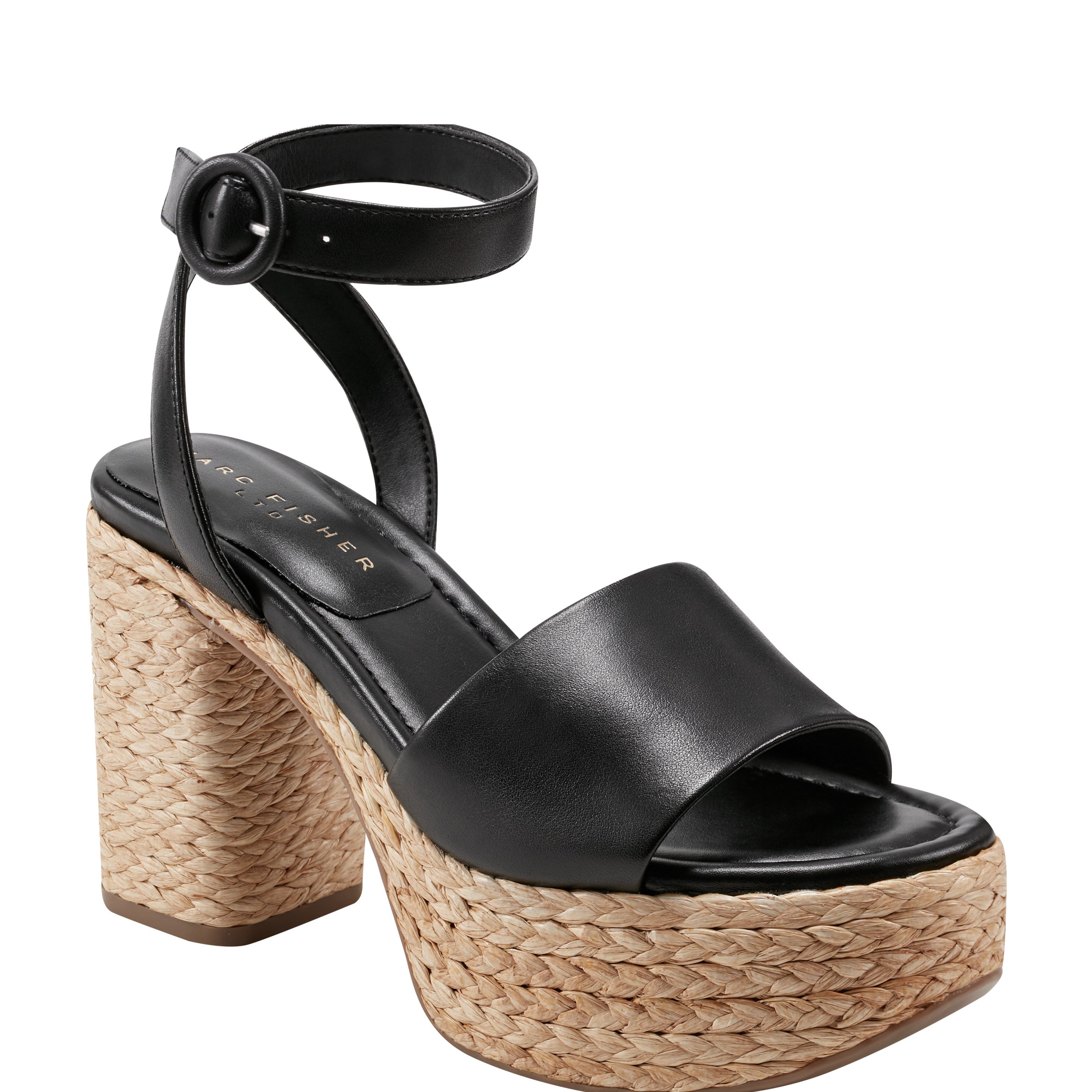 Palyca Platform Espadrille Sandal - Black Leather