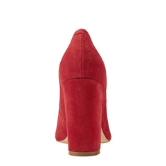 Abilene Block Heel Pointy Toe Pump - Medium Red Suede