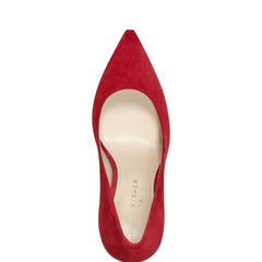 Abilene Block Heel Pointy Toe Pump - Medium Red Suede