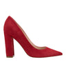 Abilene Block Heel Pointy Toe Pump - Medium Red Suede