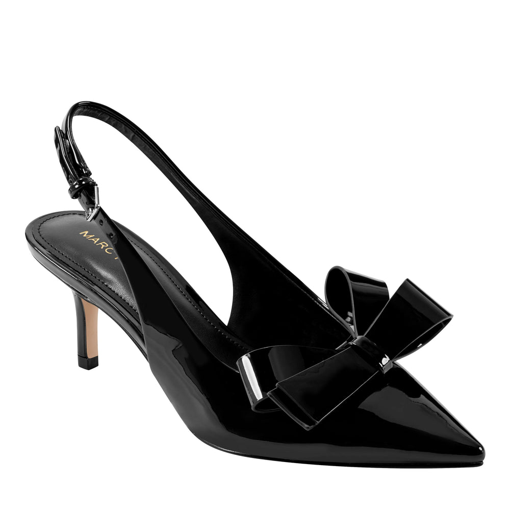 Allon Bow Slingback Pump - Black Patent