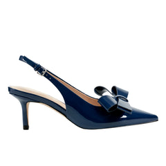 Allon Bow Slingback Pump - Navy Patent