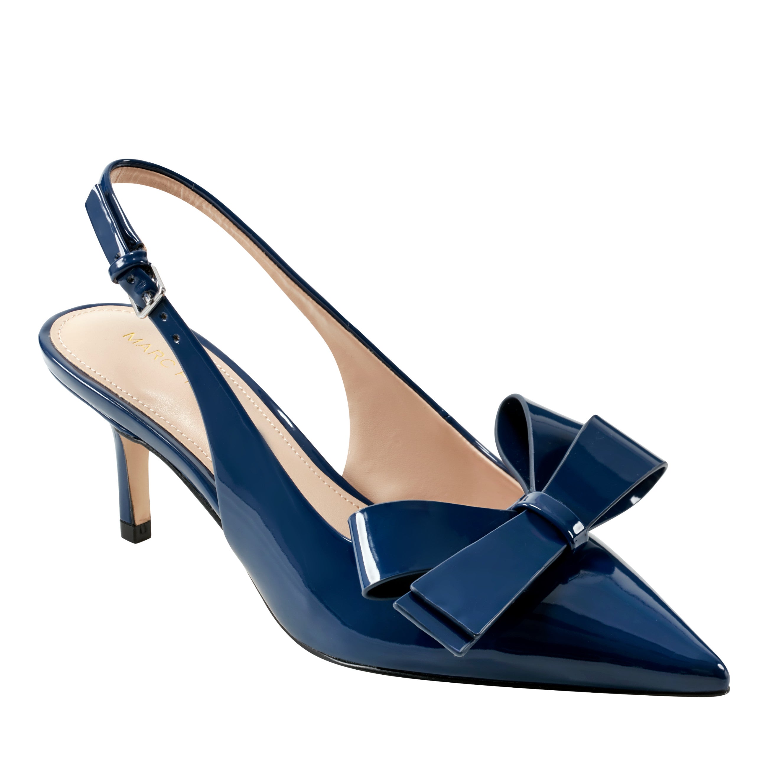 Allon Bow Slingback Pump - Navy Patent