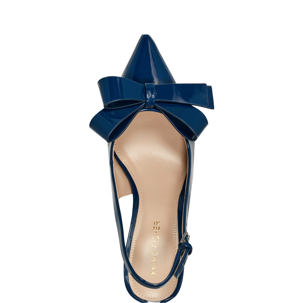 Allon Bow Slingback Pump - Navy Patent