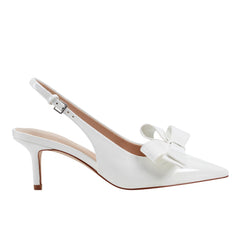 Allon Bow Slingback Pump - White Patent