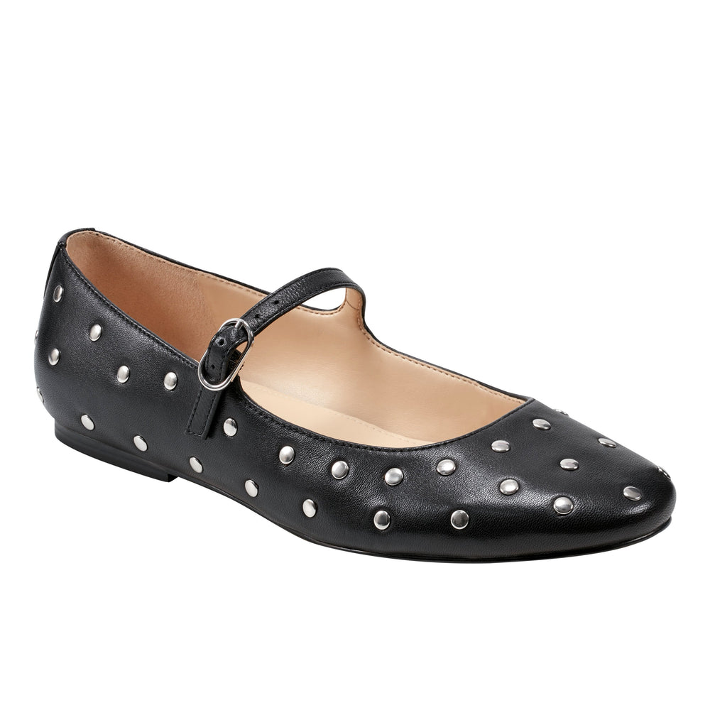 Elizza Mary Jane Ballet Flat - Black Leather