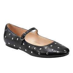 Elizza Mary Jane Ballet Flat - Black Leather