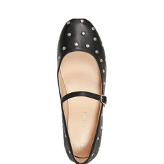 Elizza Mary Jane Ballet Flat - Black Leather