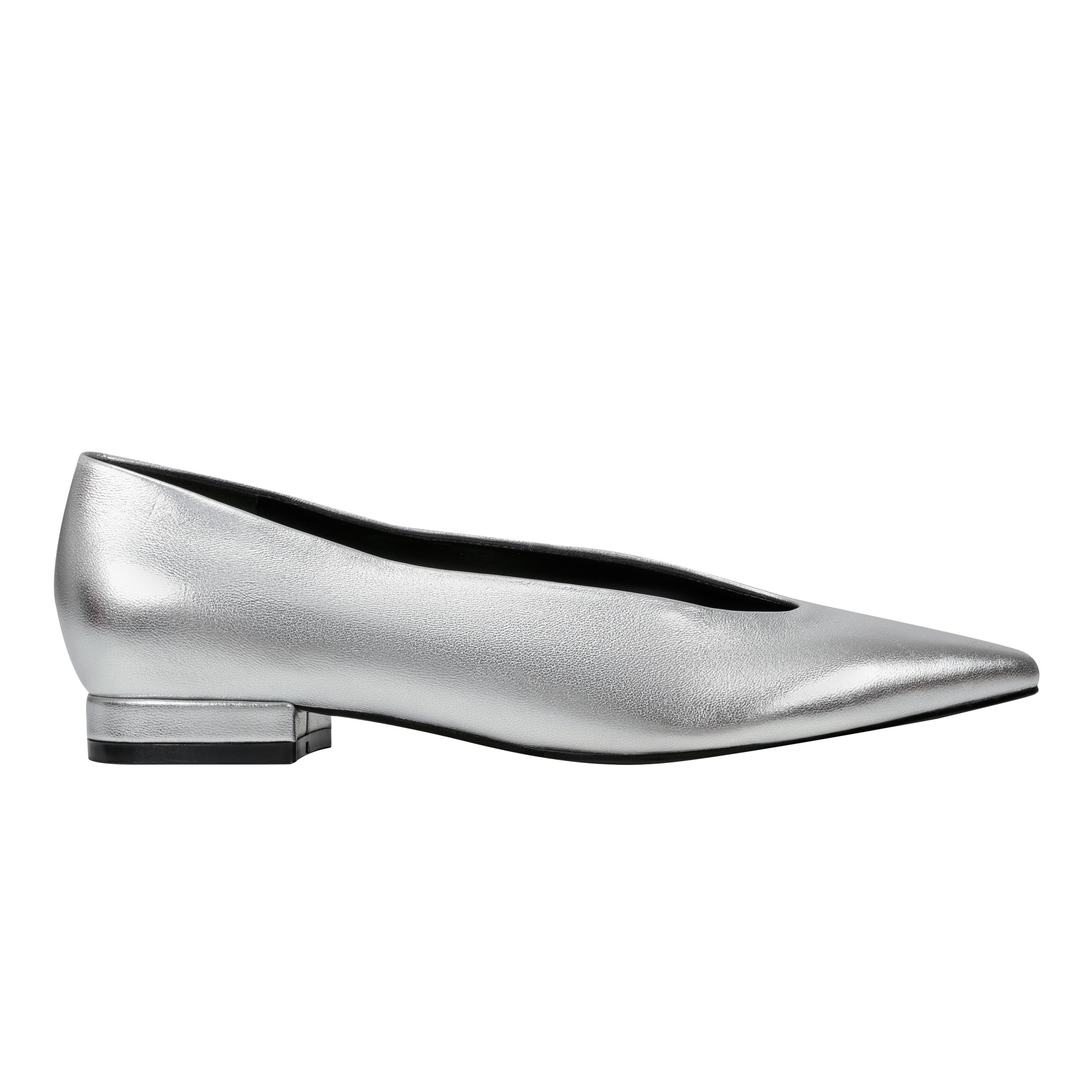 Gunner Pointed Toe Flat - Silver