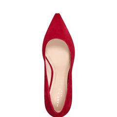 Zala Block Heel Pointy Toe Pump - Red Suede