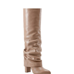 Lalita Foldover Dress Boot - Light Natural Leather
