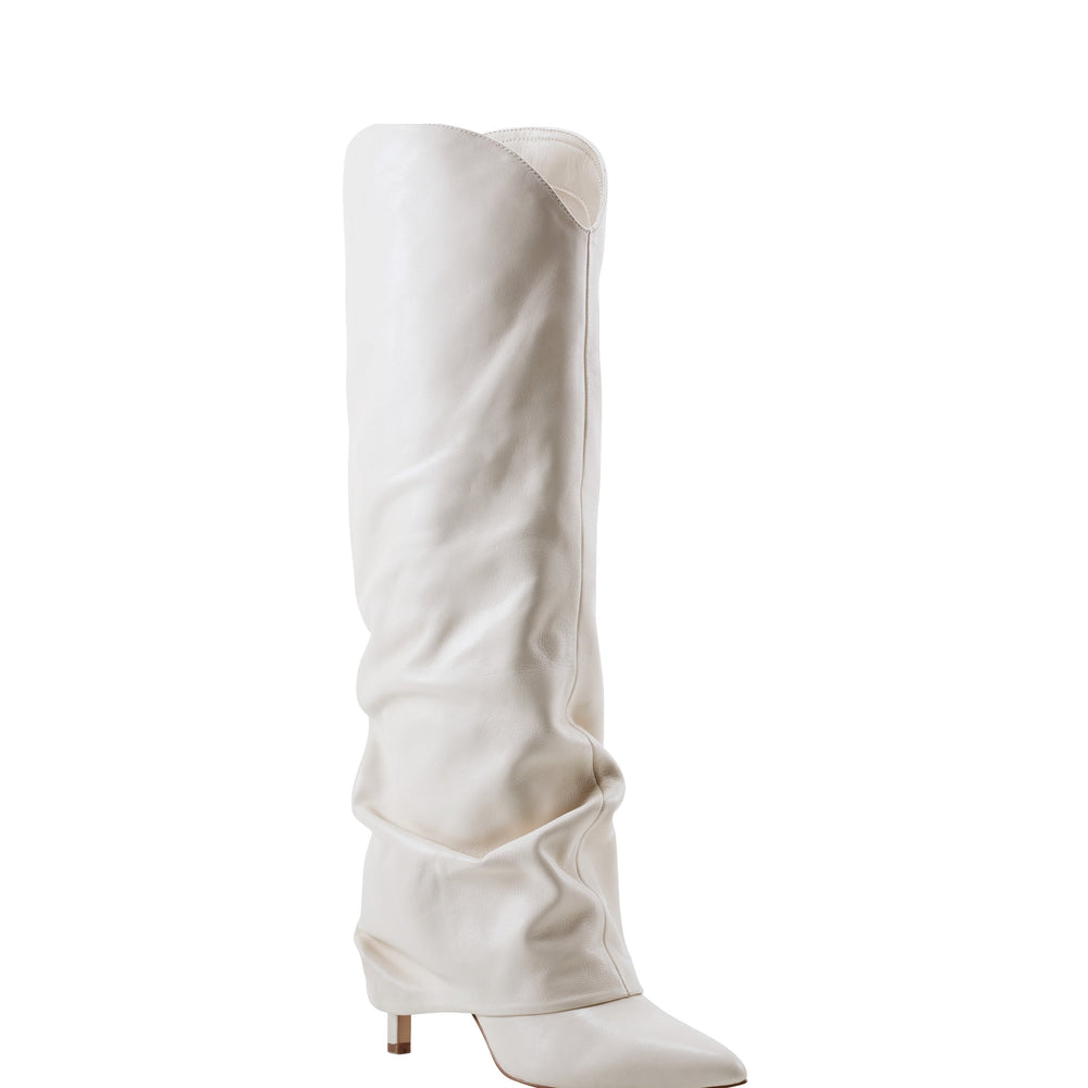 Nairine Foldover Dress Boot - White Leather