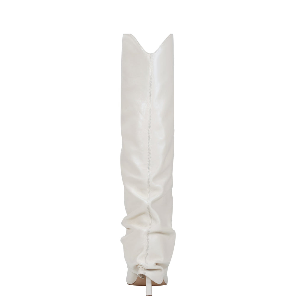 Nairine Foldover Dress Boot - White Leather