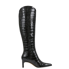 Quinnie Dress Boot - Black Croco Leather