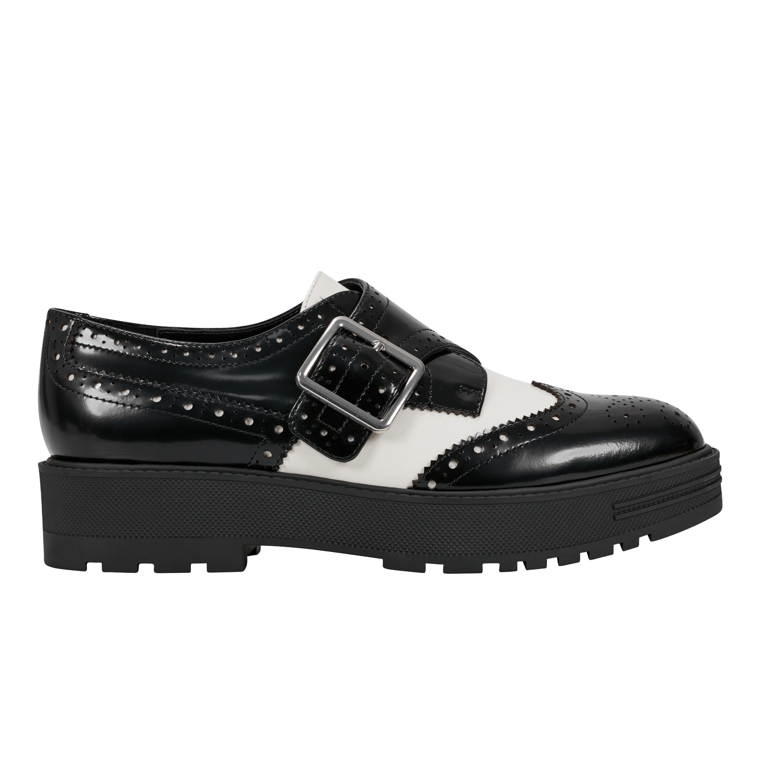 Remona Monk Strap Loafer - Black/Chic Cream Leather