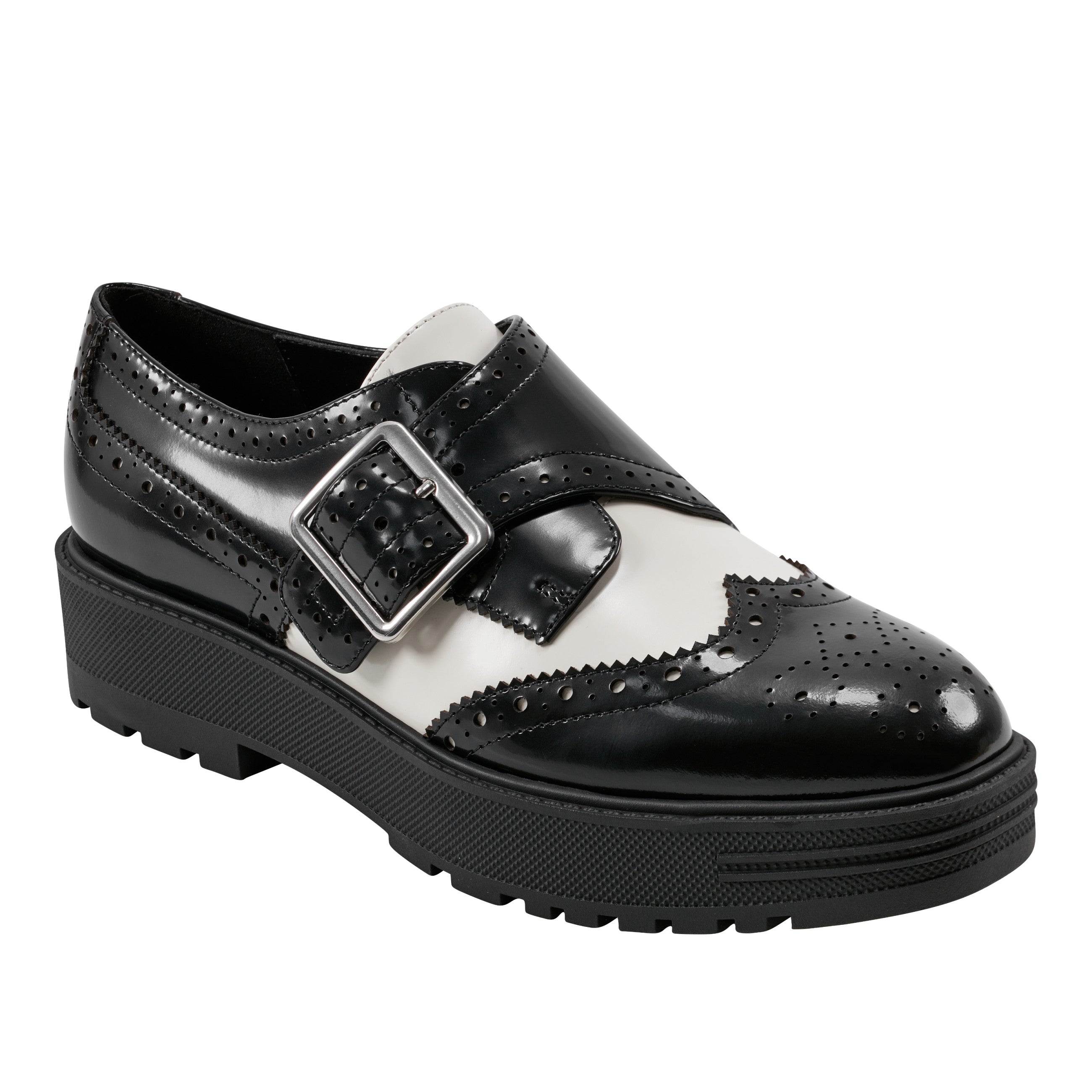 Remona Monk Strap Loafer - Black/Chic Cream Leather
