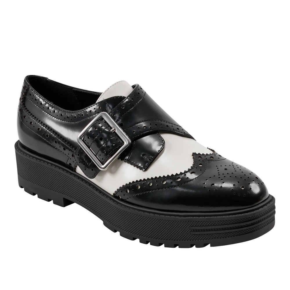 Remona Monk Strap Loafer - Black/Chic Cream Leather