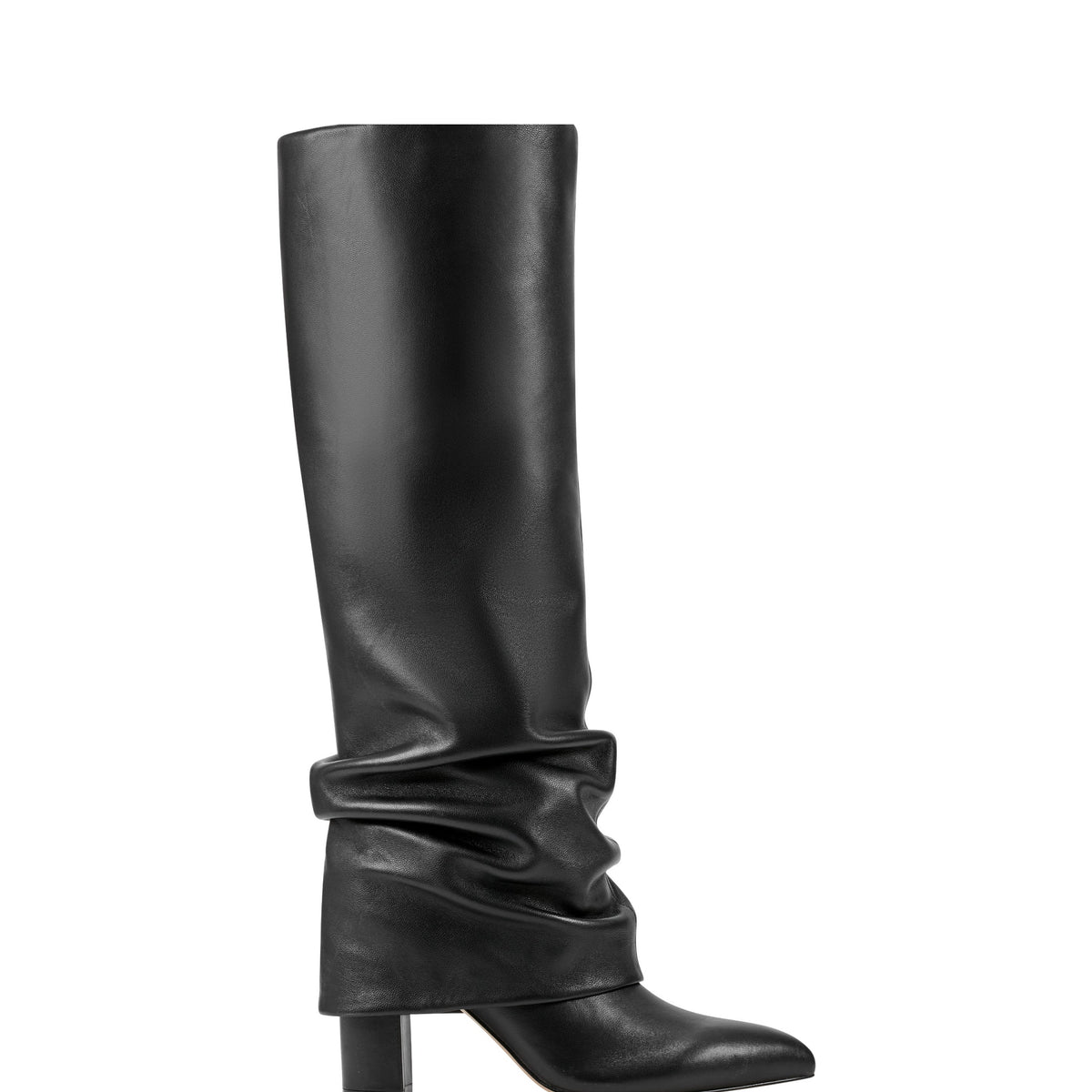 Lalita Foldover Dress Boot - Black Leather