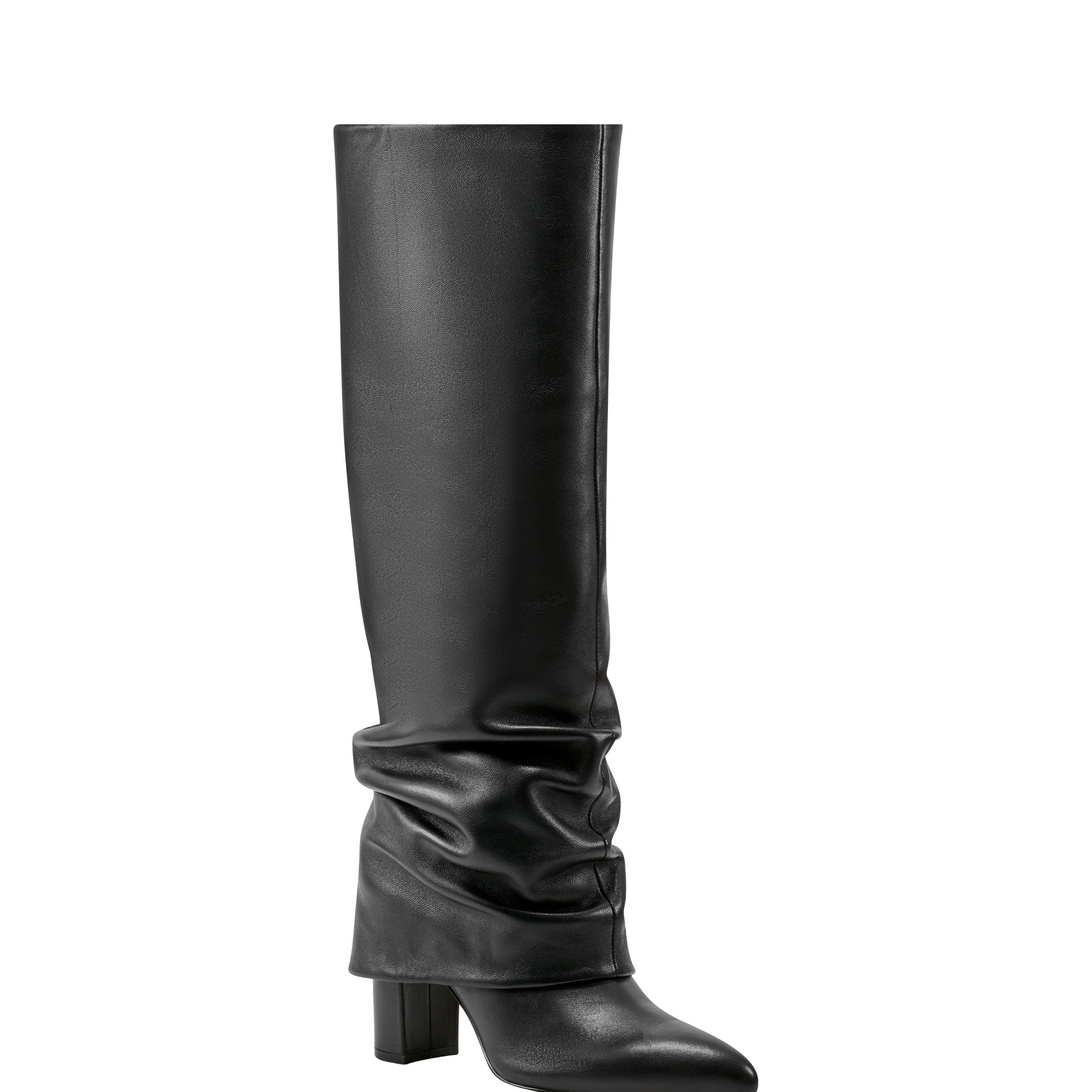 Lalita Foldover Dress Boot - Black Leather