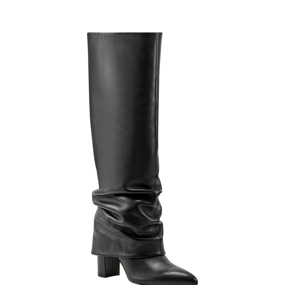 Lalita Foldover Dress Boot - Black Leather