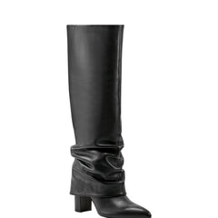 Lalita Foldover Dress Boot - Black Leather