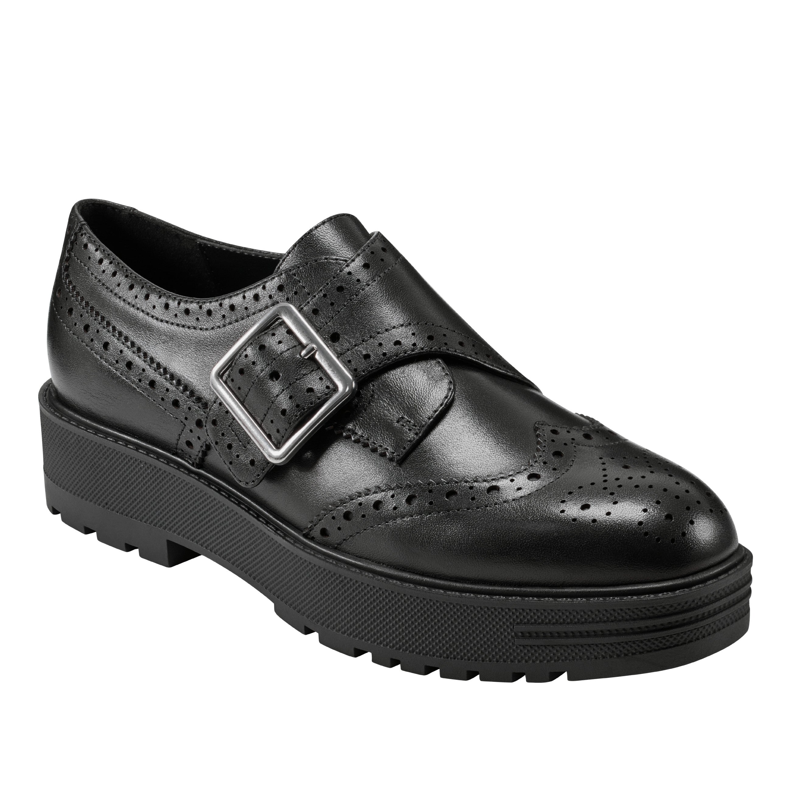 Remona Monk Strap Loafer - Black Leather