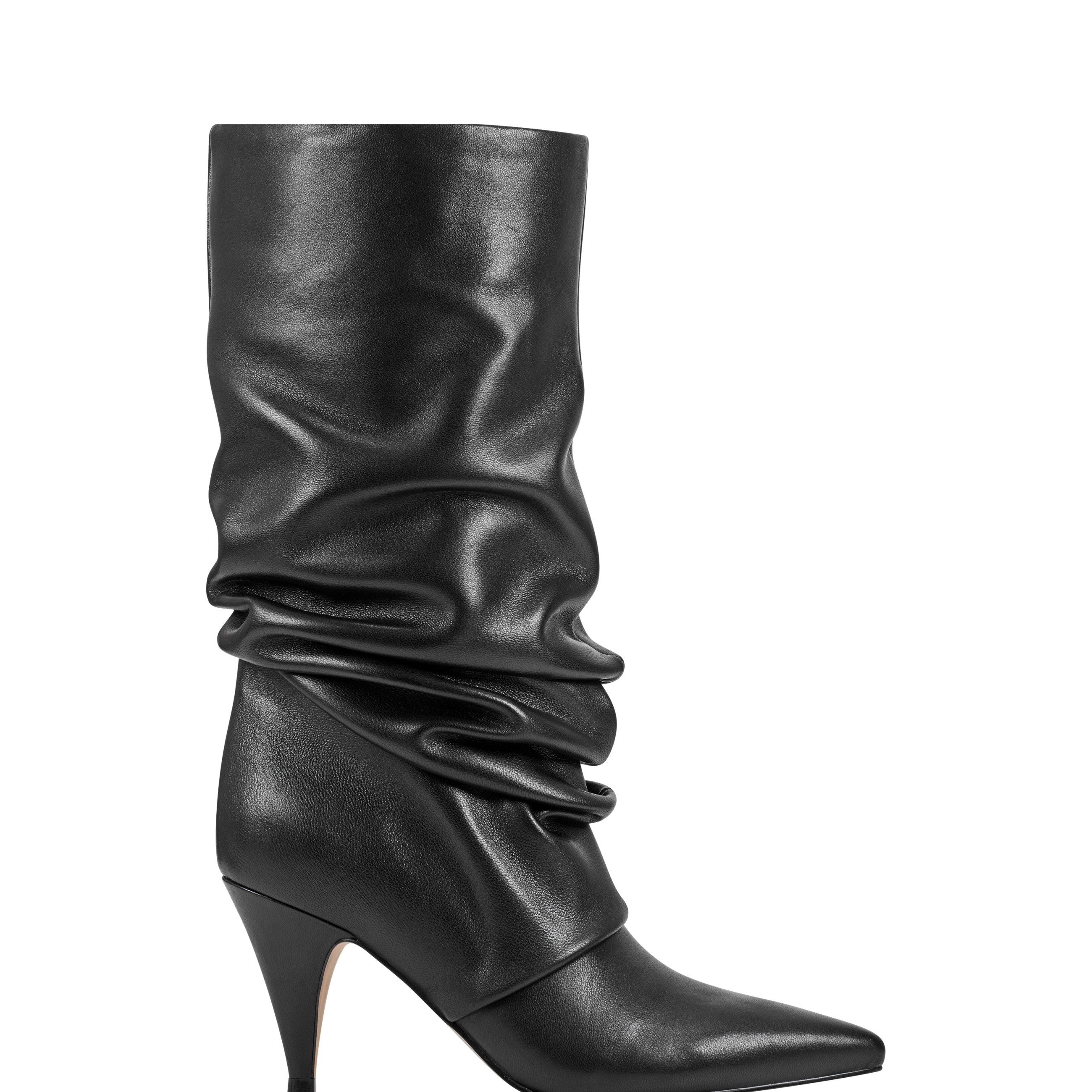 Paityn Scrunch Dress Boot - Black Leather