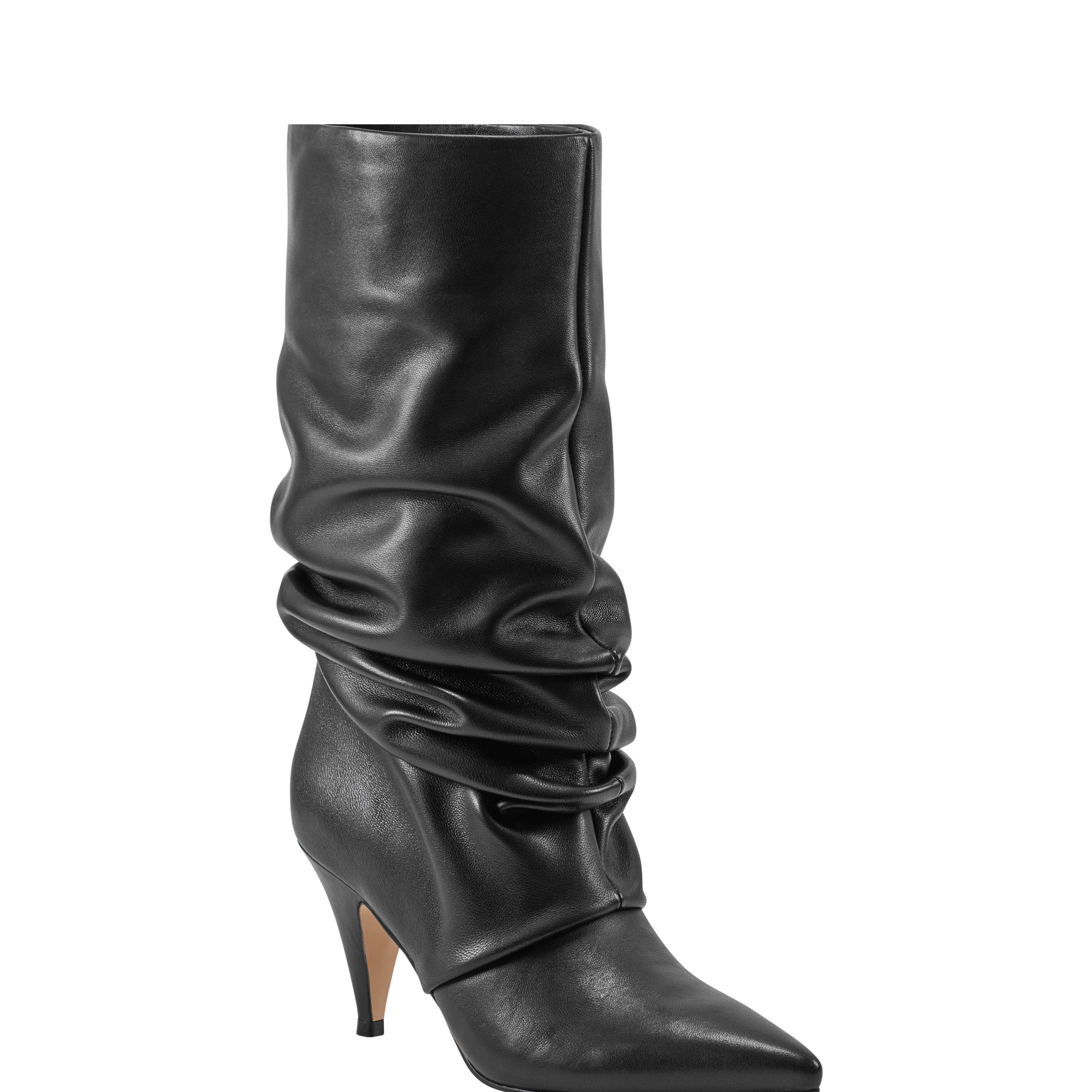 Paityn Scrunch Dress Boot - Black Leather