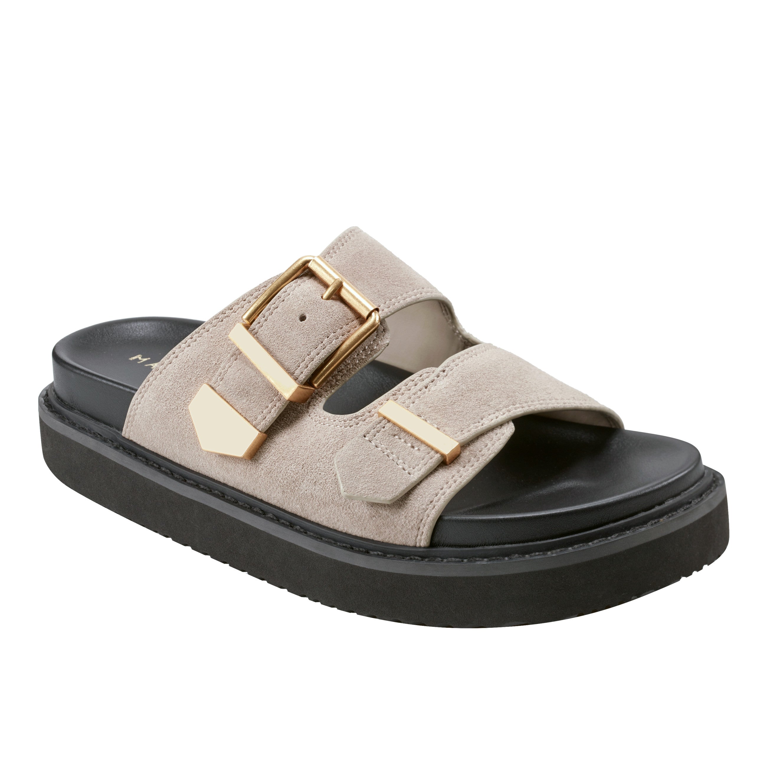 Amirra Buckle Slide Sandal - Taupe Suede