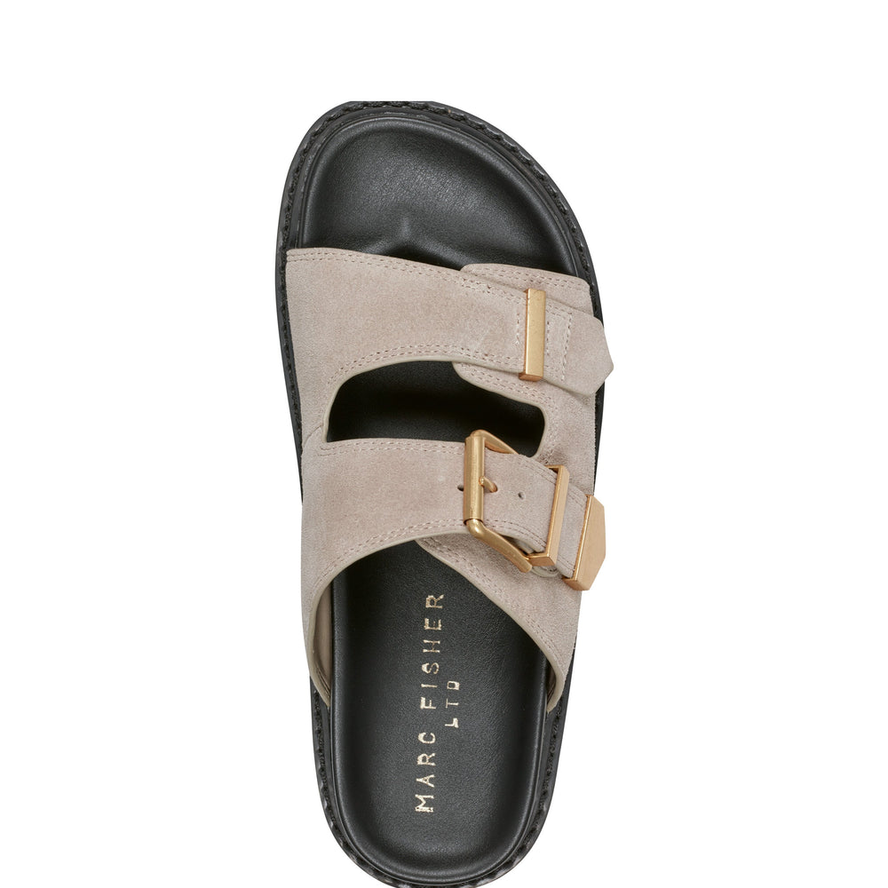 Amirra Buckle Slide Sandal - Taupe Suede