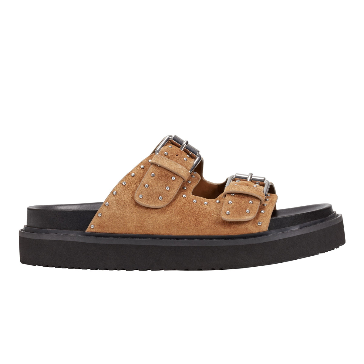Agusta Studded Slide Sandal - Light Natural Suede