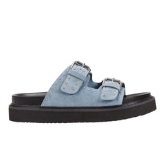 Agusta Studded Slide Sandal - Medium Blue Suede