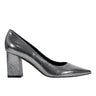 Zala Block Heel Pointy Toe Pump - Pewter Leather