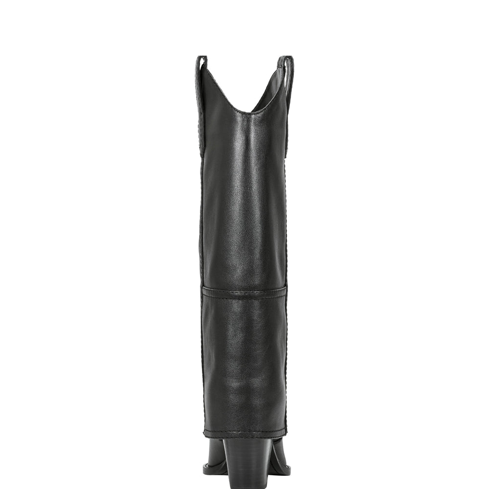 Harlo Foldover Western Boot - Black Leather