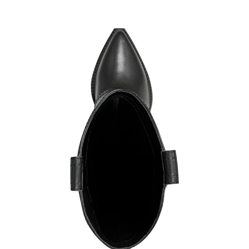 Harlo Foldover Western Boot - Black Leather