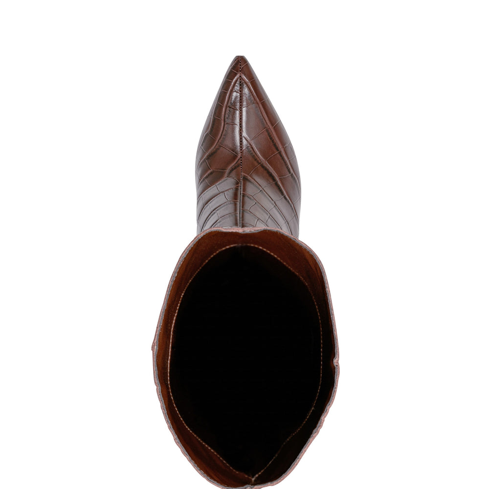 Quinnie Dress Boot - Brown Croco