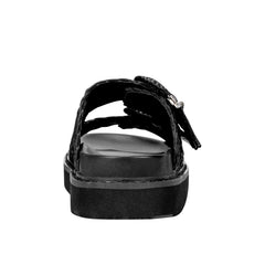 Auggie Woven Footbed Sandal - Black Leather