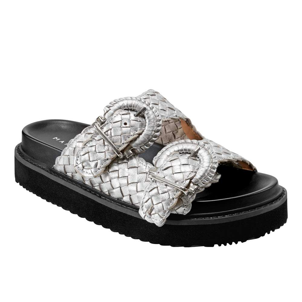 Auggie Woven Footbed Sandal - Silver Leather