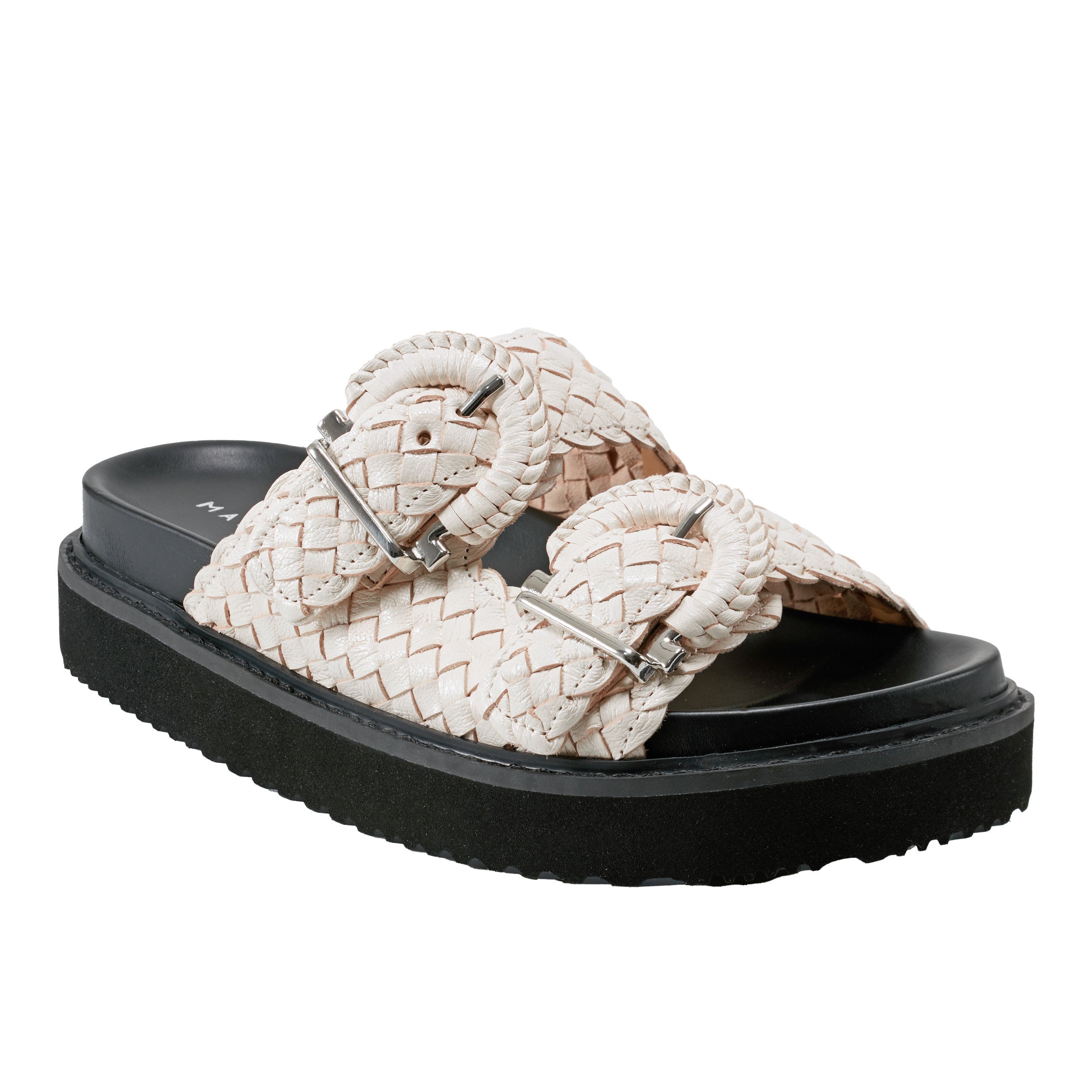 Auggie Woven Footbed Sandal - White Leather