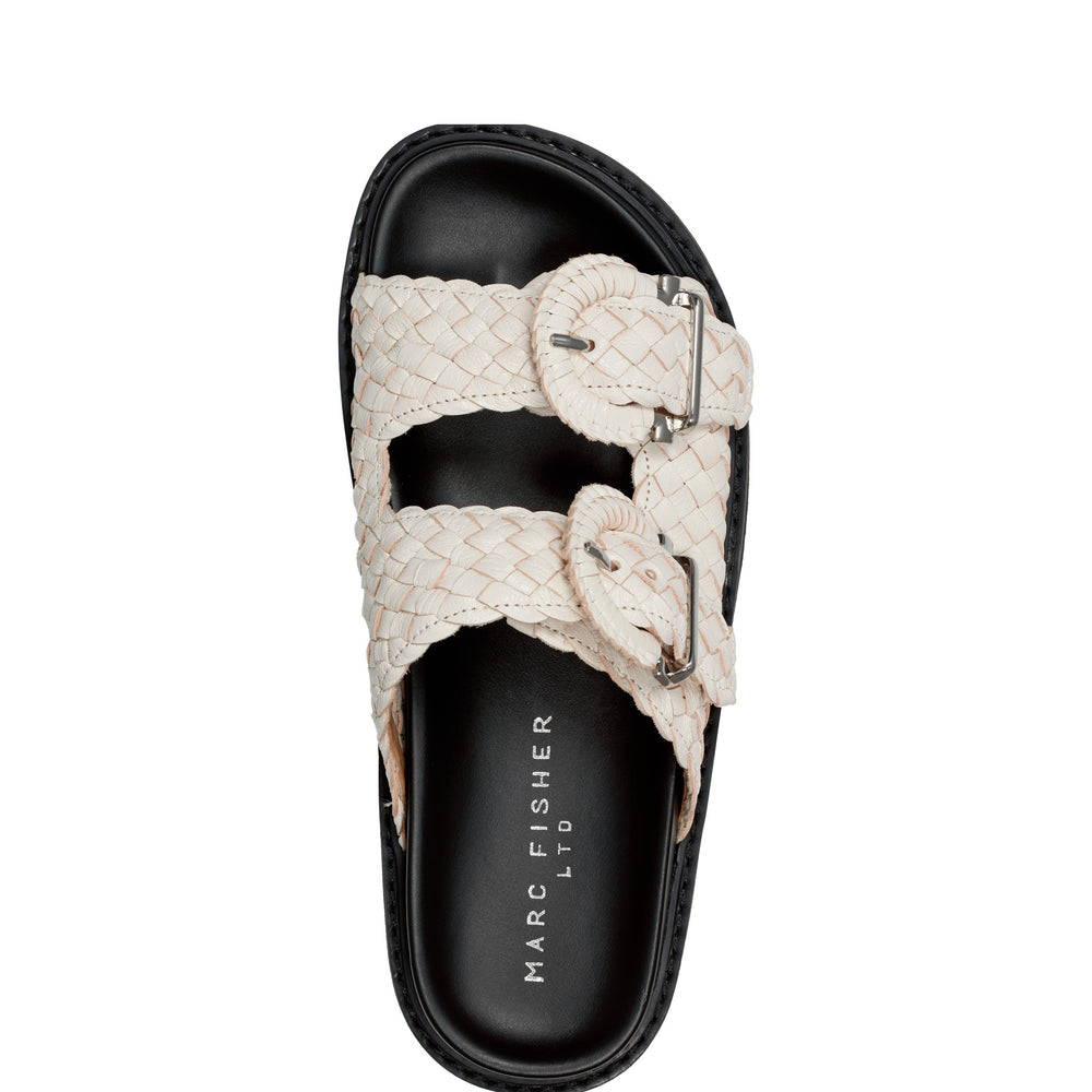 Auggie Woven Footbed Sandal - White Leather