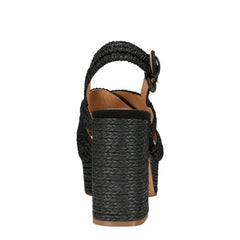 Caddy Platform Sandal - Black Raffia