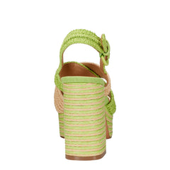 Caddy Platform Sandal - Natural/Green Raffia