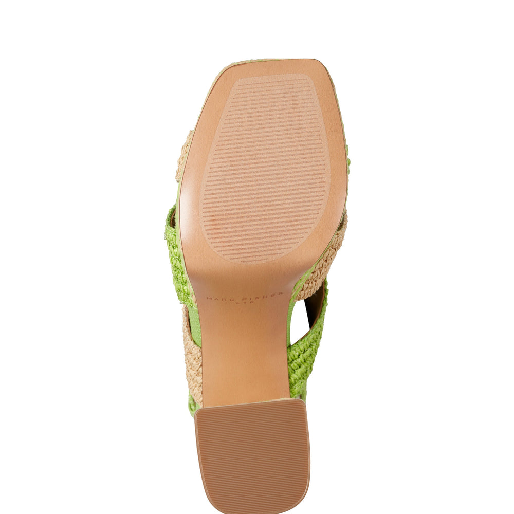 Caddy Platform Sandal - Natural/Green Raffia