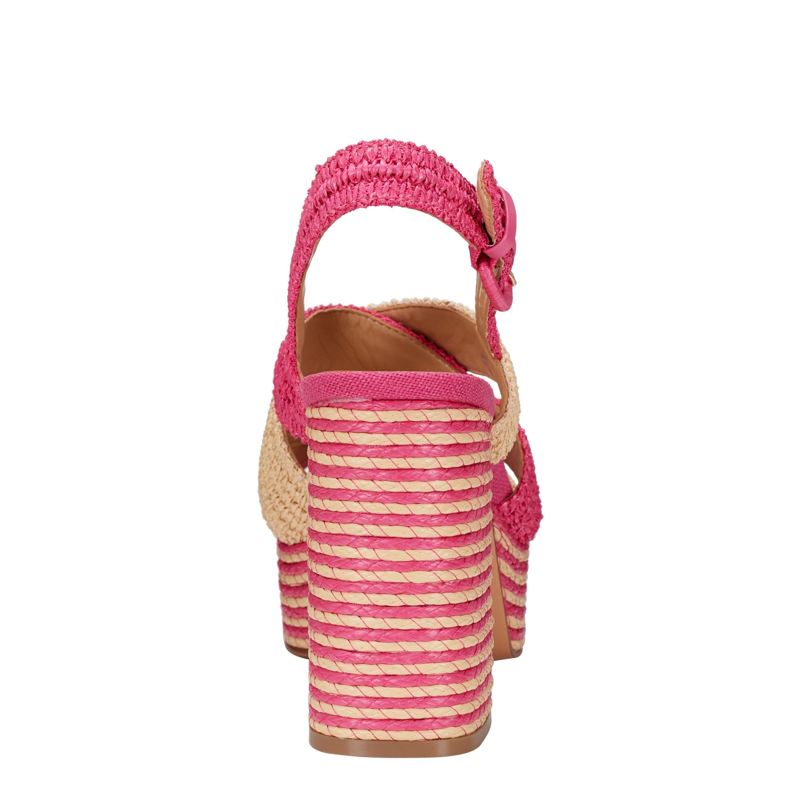 Caddy Platform Sandal - Natural/Pink Raffia